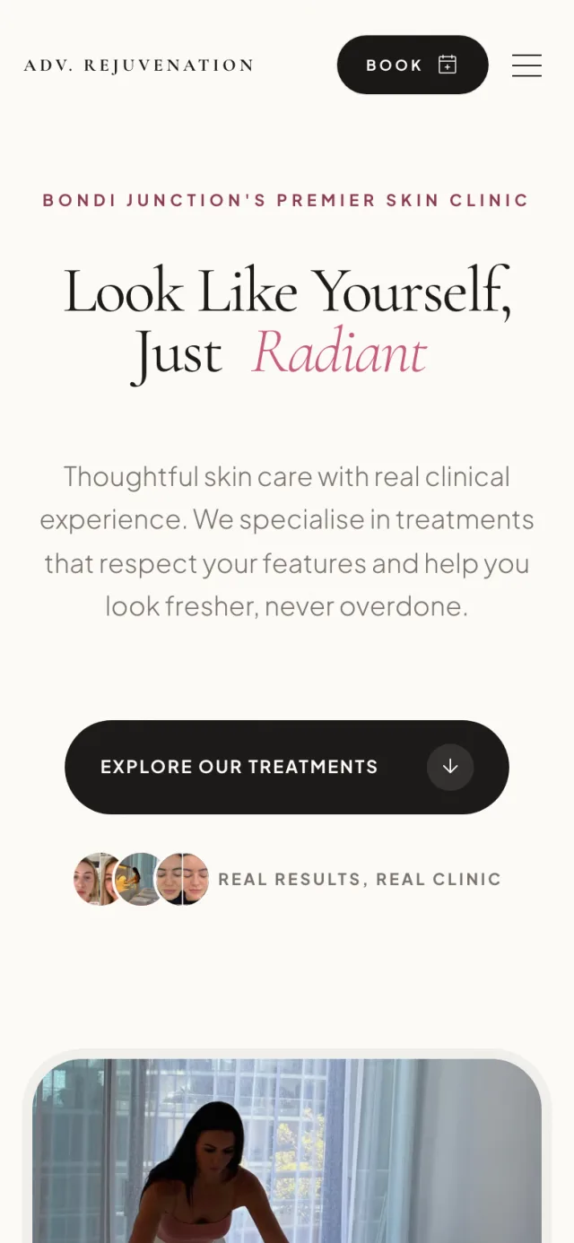 Advanced Rejuvenation site on a phone: warm cream skin clinic